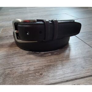 Leather Belt Classic Dress‎ Casual Work Silver Buckle Brown